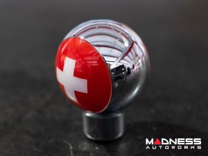 MINI Cooper Gear Shift Knob - Chrome w/ Swiss Flag Design